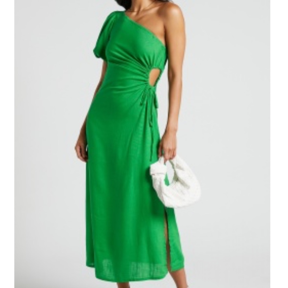 Showpo Green One-Shoulder Dress